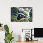 鉄道雨林の蒸気列車 ポスター (ホームオフィス)