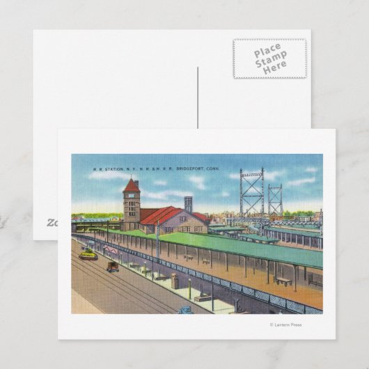 鉄道駅の外観 ポストカード (正面/裏面)