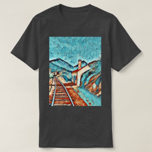 鉄道駅ビュー3 Tシャツ (デザイン正面)