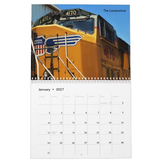 鉄道2012年 カレンダー (1月 2027)