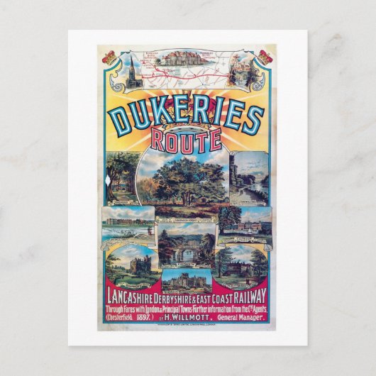 鉄道、ダケリー航路、英国ヴィンテージ ポストカード (正面)