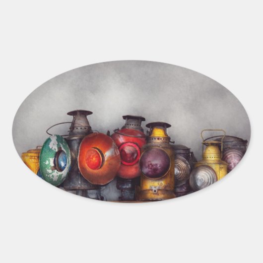 鉄道 – 鉄道灯篭のコレクション 楕円形シール (正面)