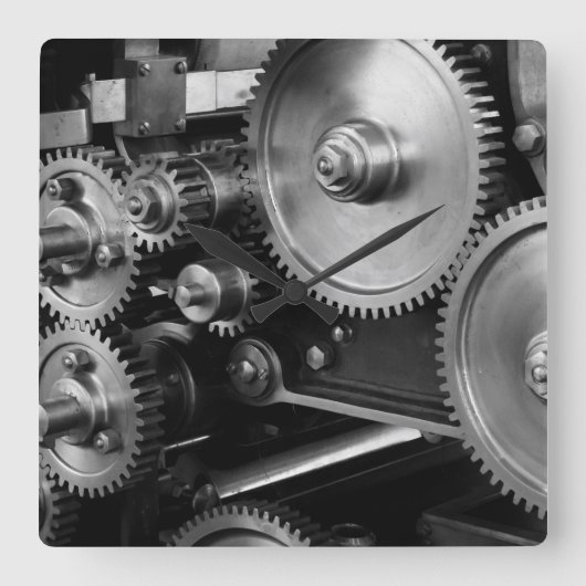 鉄鋼ギア スクエア壁時計 (正面)