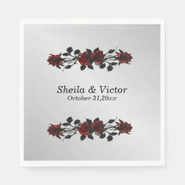 鉄門ゴシック赤薔薇結婚ゴシック スタンダードランチョンナプキン