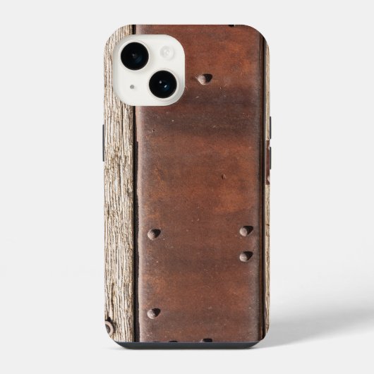 鉄、木、ボルトで強靭に iPhoneケース (裏面)