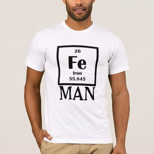 鉄FeアイアンマンTシャツ - 周期表のユーモアシャツ Tシャツ (正面)