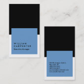 鉛直エレガント青の白い黒のプレーン管理者 名刺 (正面/裏面)
