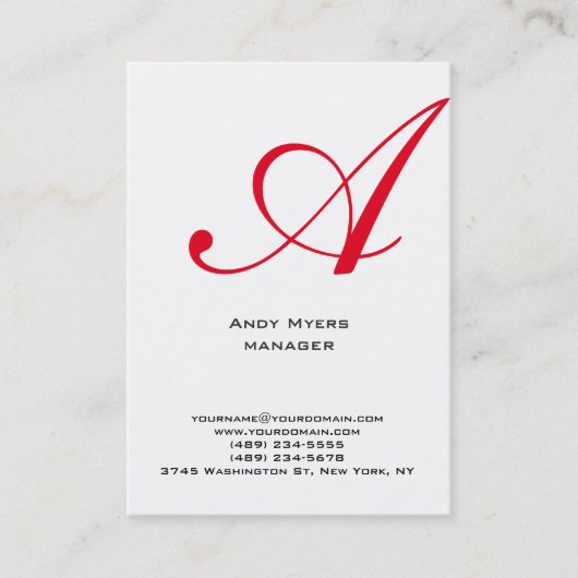 鉛直シンプル白モノグラム 名刺 (正面)