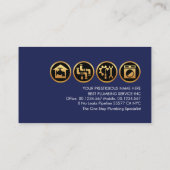 鉛直金ゴールドラインの青いシェード 名刺 (裏面)