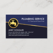 鉛直金ゴールドラインの青いシェード 名刺 (正面)