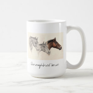 鉛筆および水彩画の純血種の馬 コーヒーマグカップ