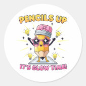 鉛筆が光る時間だ ラウンドシール (正面)