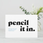 鉛筆で予定を書き込む タイポグラフィック・セーブ・ザ・デート セーブザデート (スタンド正面)