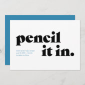 鉛筆で予定を書き込む タイポグラフィック・セーブ・ザ・デート セーブザデート (正面/裏面)