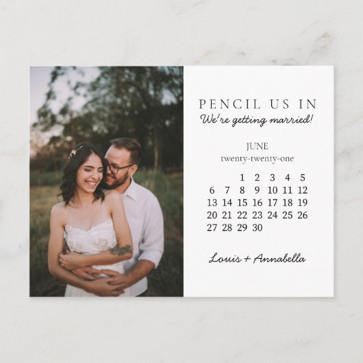 鉛筆で予定を書き込んで 2021年6月 カレンダー ポストカード (正面)