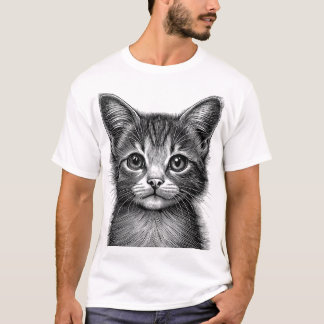 鉛筆で描いた猫 Tシャツ