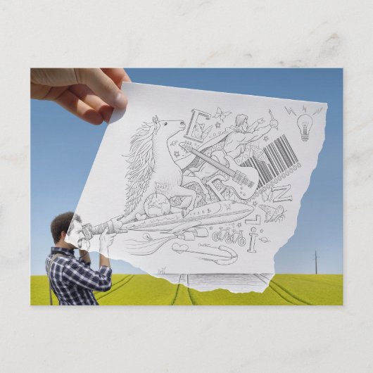 鉛筆とカメラ – インスピレーション ポストカード (正面)