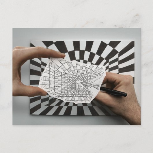 鉛筆とカメラ – ジオメトリ ポストカード (正面)