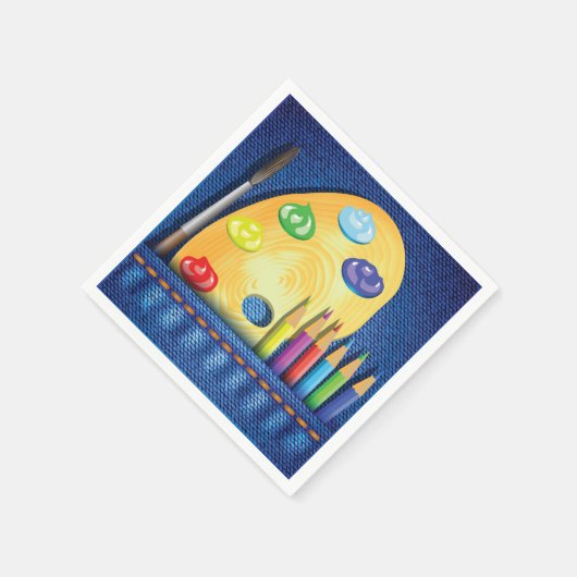 鉛筆とペイントブラシアーティスト紙ナプキンス スタンダードカクテルナプキン (角)