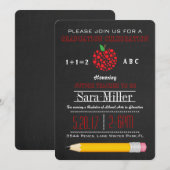 鉛筆とリンゴの先生卒業招待状 招待状 (正面/裏面)