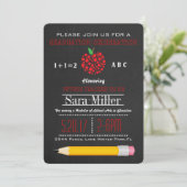 鉛筆とリンゴの先生卒業招待状 招待状 (スタンド正面)