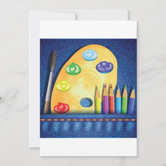 鉛筆と筆の招待状 招待状 (正面)