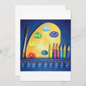 鉛筆と筆の招待状 招待状 (正面/裏面)