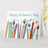 鉛筆と絵筆の父の日カード カード (黄色い花)