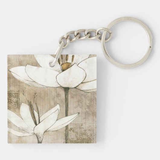 鉛筆によって描かれる花模様 キーホルダー (裏面)