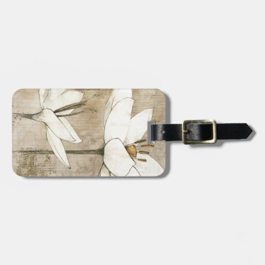 鉛筆によって描かれる花模様 ラゲッジタグ (正面横)