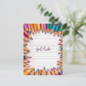 鉛筆に囲まれて頑張ろう ポストカード (スタンド正面)