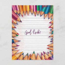 鉛筆に囲まれて頑張ろう ポストカード