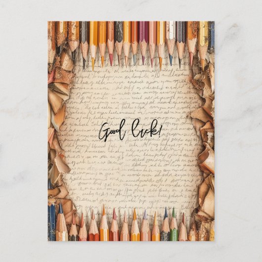 鉛筆に囲まれて頑張ろう ポストカード (正面)