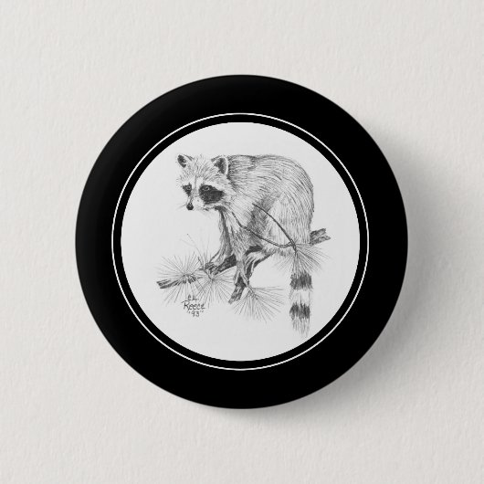 鉛筆のアライグマボタン 缶バッジ (正面)