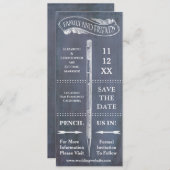 鉛筆のタイポグラフィ ヴィンテージ ウェディング セーブ ザ デート セーブザデート (正面/裏面)