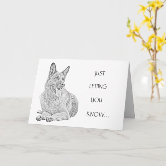 鉛筆のド描イツ羊飼いの挨拶状 カード (黄色い花)