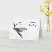 鉛筆のハッピーバースデー(鳥日)の鳥 カード (黄色い花)