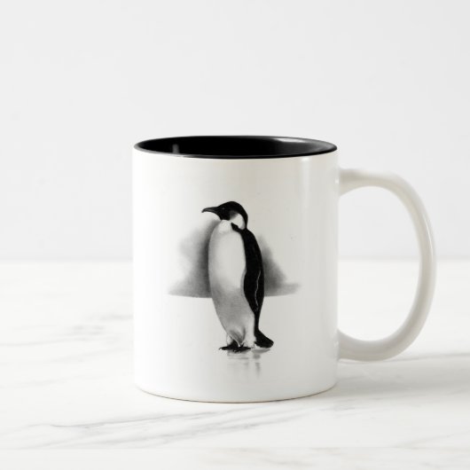 鉛筆のペンギン: 現実主義の芸術 ツートーンマグカップ (右)