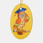 鉛筆の上のかわいいおたくのフクロウ セラミックオーナメント (左)