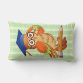 鉛筆の上のかわいいおたくのフクロウ ランバークッション (裏面)