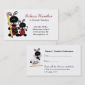 鉛筆の先生の名刺を持つてんとう虫 予約カード (正面/裏面)