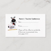 鉛筆の先生の名刺を持つてんとう虫 予約カード (裏面)