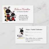 鉛筆の先生の名刺を持つてんとう虫 予約カード (正面/裏面)