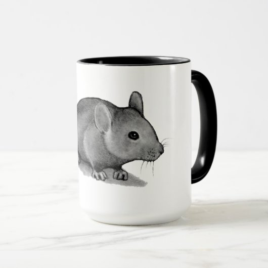 鉛筆の小さい灰色のマウス: 現実主義の芸術 マグカップ (正面右)