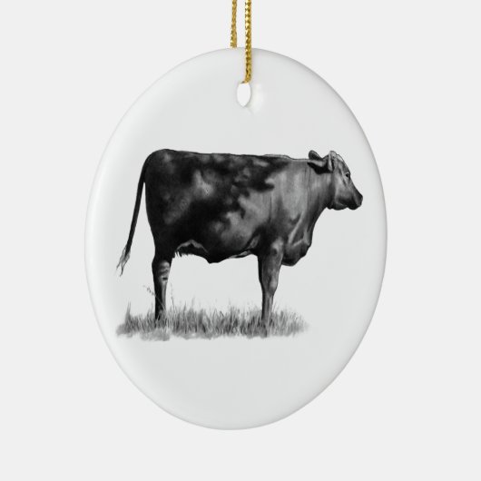 鉛筆の肉用牛か雌牛: 現実主義: 引くこと セラミックオーナメント (右)