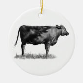 鉛筆の肉用牛か雌牛: 現実主義: 引くこと セラミックオーナメント (正面)