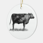 鉛筆の肉用牛か雌牛: 現実主義: 引くこと セラミックオーナメント (左)