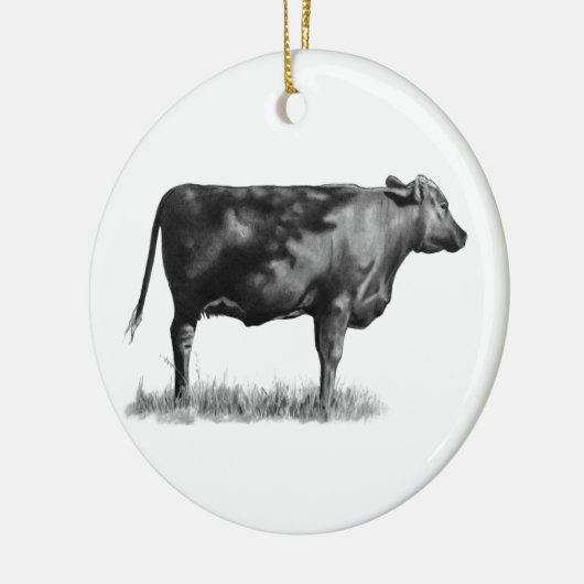 鉛筆の肉用牛か雌牛: 現実主義: 引くこと セラミックオーナメント (左)