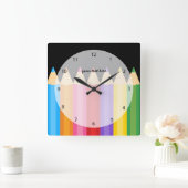 鉛筆の色*背景色を選択 スクエア壁時計 (ホーム)