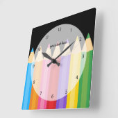 鉛筆の色*背景色を選択 スクエア壁時計 (傾斜)